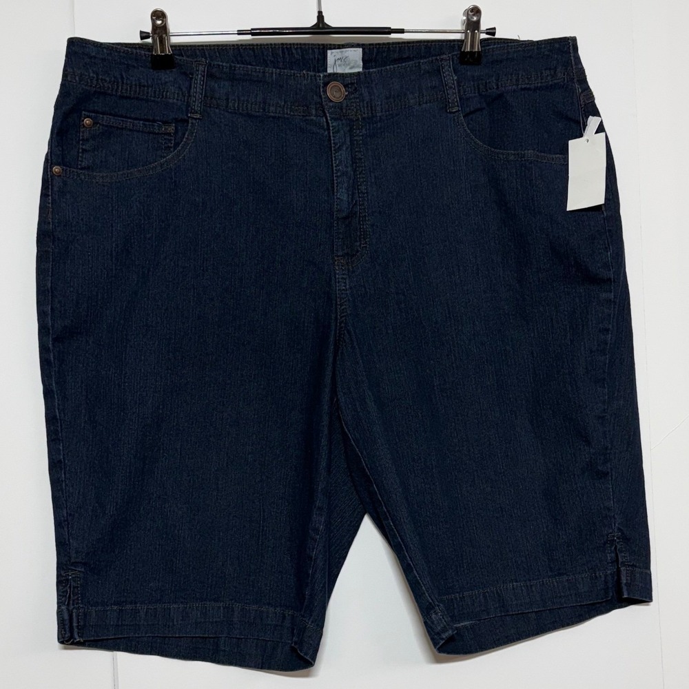 Just My Size Shorts Women 22W 42X12 Blue Denim Embroidered Butterfly Studded NEW